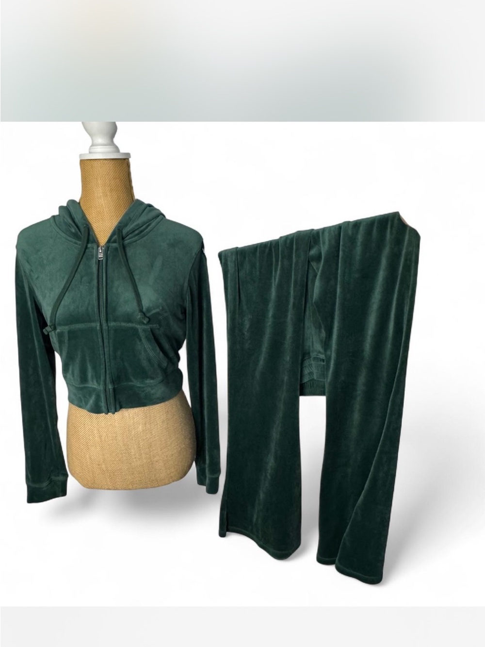 Hollister Zip Hoodie & Wide-Leg Pants Set - Dark Green